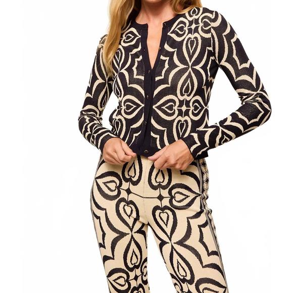NEW MISA LOS ANGELES pansy buttons cardigan in blue mosaic tile mix - Picture 1 of 5